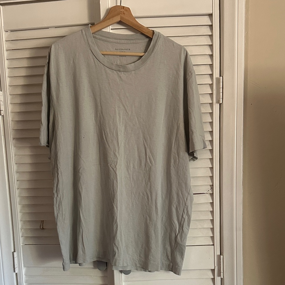 All Saints Light Gray Blue Men's Short Sleeve Tee